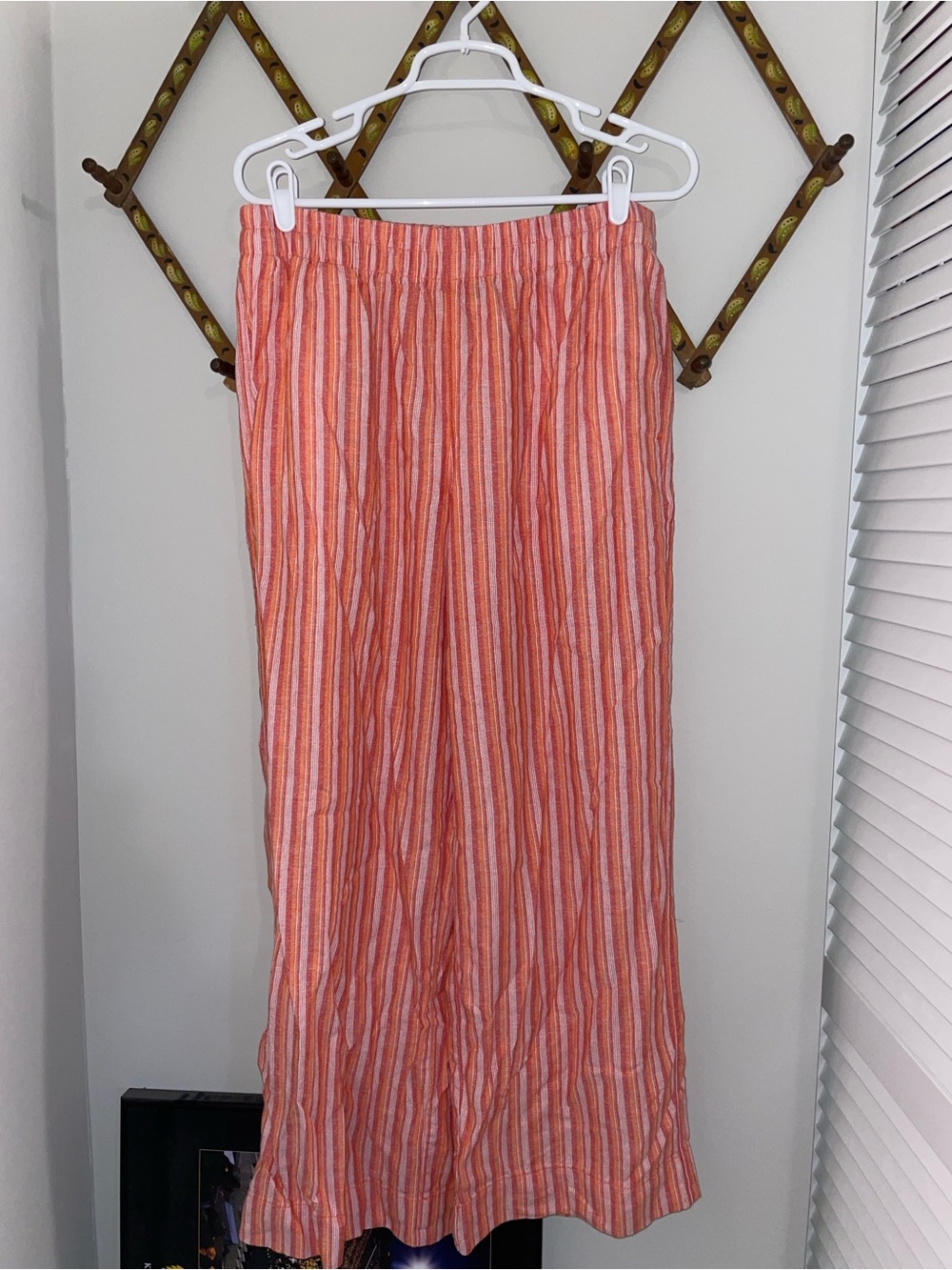 Women's Striped Wide Leg Pants in Coral Pink